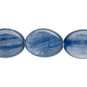 Bead, blue kyanite (stabilized), 20x15mm flat oval, B grade, Mohs hardness 4 to 7-1/2. Sold per 8-inch strand, approximately 10 beads.