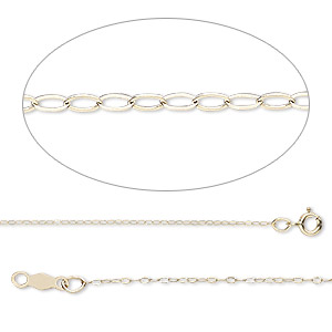 Chain, Gossamer&#153;, 14Kt gold, 0.5mm drawn cable, 18 inches with springring clasp. Sold individually.