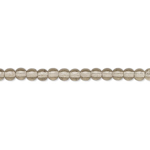 Bead, Czech glass druk, transparent smoke, 4mm round. Sold per 15-1/2&quot; to 16&quot; strand.