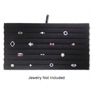 Display insert, ring, velvet, black, 14 x 7-3/4 x 3/4 inches with 8 slotted rows. Sold individually.