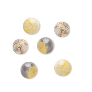 Cabochon, crazy lace agate (natural), 8mm calibrated round, B grade, Mohs hardness 6-1/2 to 7. Sold per pkg of 6.