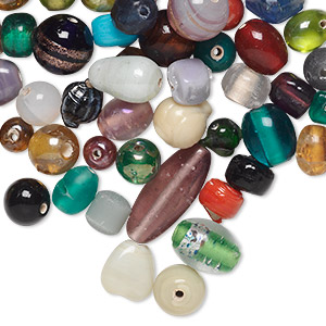 Bead mix, lampworked and pressed glass, mixed colors, 3-26mm mixed shape. Sold per 100-gram pkg, approximately 80-140 beads.