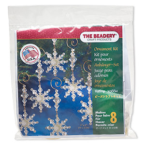 Ornament kit, The Beadery®, plastic, clear and gold, snow danglers (7332).  Sold individually. - Fire Mountain Gems and Beads