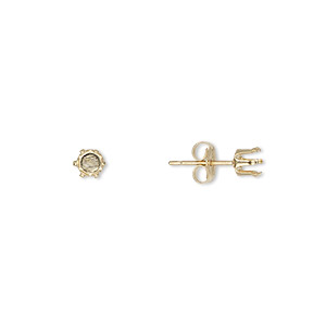 Earstud, Snap-Tite&reg;, 14Kt gold-filled, 4mm 6-prong round setting. Sold per pair.