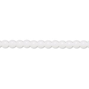 Bead, Czech glass druk, opaque white, 4mm round. Sold per 15-1/2&quot; to 16&quot; strand.