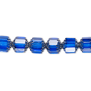 Bead, Czech glass, cobalt and metallic silver, 8mm round cathedral. Sold per 15-1/2&quot; to 16&quot; strand, approximately 50 beads.
