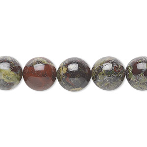 Bead, dragon blood jasper (natural), 10mm round, B grade, Mohs hardness 6-1/2 to 7. Sold per 15-1/2&quot; to 16&quot; strand.