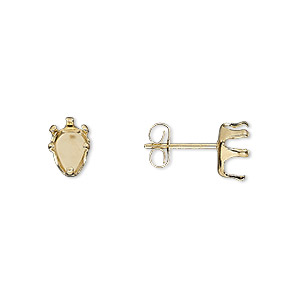 Earstud, Snap-Tite&reg;, 14Kt gold-filled, 7x5mm 6-prong pear setting. Sold per pair.