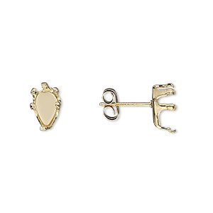 Earstud, Snap-Tite&reg;, 14Kt gold-filled, 8x5mm 6-prong pear setting. Sold per pair.