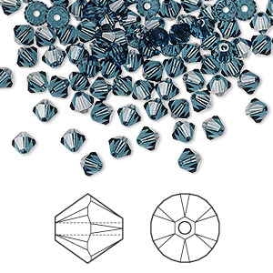 Bead, Crystal Passions&reg;, Montana, 4mm bicone (5328). Sold per pkg of 144 (1 gross).