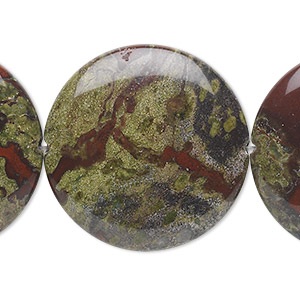 Bead Dragon Blood Jasper Natural 30mm Flat Round B Grade Mohs Hardness 6 1 2 To 7 Sold Per 15 1 2 To 16 Strand Fire Mountain Gems And Beads