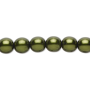 Bead, Czech pearl-coated glass druk, emerald green, 8mm round. Sold per 15-1/2&quot; to 16&quot; strand.