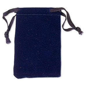 Pouch, flocked velveteen, blue, 3x2 inches with drawstring. Sold per pkg of 12.