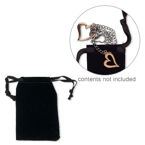 Pouch, flocked velveteen, black, 3x2 inches with drawstring. Sold per pkg of 12.