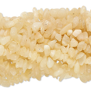 Bead, yellow calcite (natural), medium chip, Mohs hardness 3. Sold per pkg of (10) 34-inch strands.
