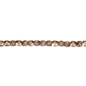Bead, Czech fire-polished glass, copper luster, 3mm faceted round. Sold per 15-1/2&quot; to 16&quot; strand.