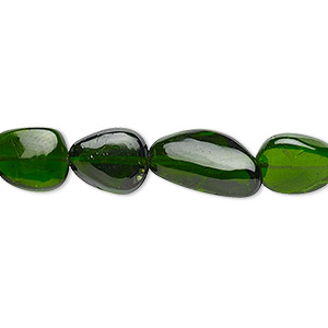 Bead, chrome diopside (natural), mini to small graduated tumbled nugget, Mohs hardness 5-1/2 to 6. Sold per 8-inch strand, approximately 15-20 beads.