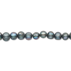 Pearl, cultured freshwater (dyed), spruce, 9-10mm semi-round, D grade, Mohs hardness 2-1/2 to 4. Sold per 15-inch strand.
