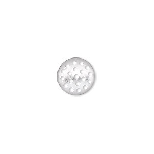 Component, silver-plated aluminum, 12mm perforated disc. Sold per pkg ...