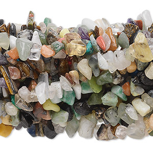 Bead, multi-gemstone (natural / dyed / man-made), multicolored, medium chip. Sold per pkg of (10) 34-inch strands.