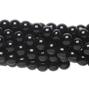 Bead, black obsidian (natural), 6mm round, C grade, Mohs hardness 5 to 5-1/2. Sold per pkg of (10) 15-1/2&quot; to 16&quot; strands.