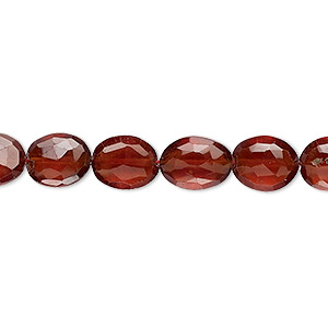 Bead, hessonite garnet (natural), 9x7mm hand-cut faceted puffed oval, B+ grade, Mohs hardness 7 to 7-1/2. Sold per 8-inch strand, approximately 20 beads.