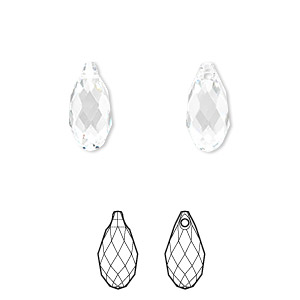 Drop, Crystal Passions&reg;, crystal clear, 13x6.5mm faceted briolette pendant (6010). Sold per pkg of 24.