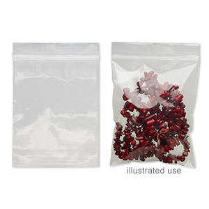 Bag, Tite-Lip™, plastic, clear, 2x2-inch top zip with top hole. Sold per  pkg of 1,000. - Fire Mountain Gems and Beads