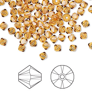 Bead, Crystal Passions&reg;, topaz, 4mm bicone (5328). Sold per pkg of 144 (1 gross).