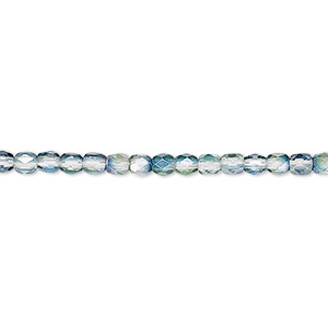 Bead, Czech fire-polished glass, green and teal luster, 3mm faceted round. Sold per 15-1/2&quot; to 16&quot; strand.
