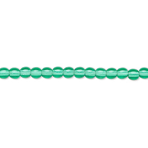Bead, Czech glass druk, transparent teal, 4mm round. Sold per 15-1/2&quot; to 16&quot; strand.