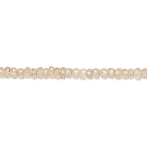 Bead, zircon (heated), light, 3x1mm-4x2mm hand-cut faceted rondelle, B grade, Mohs hardness 6 to 7-1/2. Sold per 8-inch strand, approximately 65-70 beads.
