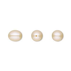 Pearl, White Lotus&#153;, cultured freshwater, peach, 8x6mm-9x7mm half-drilled teardrop, B grade, Mohs hardness 2-1/2 to 4. Sold per pair.