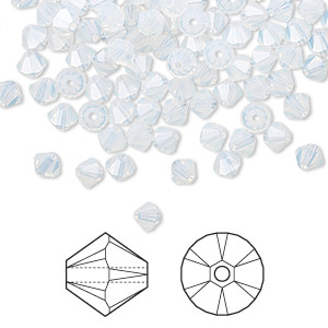 Bead, Crystal Passions&reg;, white opal, 4mm bicone (5328). Sold per pkg of 144 (1 gross).