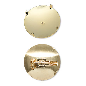 Pin back, gold-plated steel, 1-1/4 inches with locking bar. Sold per pkg of  100. - Fire Mountain Gems and Beads