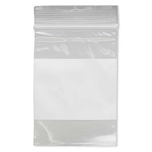 Bag, Tite-Lip&#153;, plastic, clear and white, 2x3-inch top zip with block. Sold per pkg of 100.