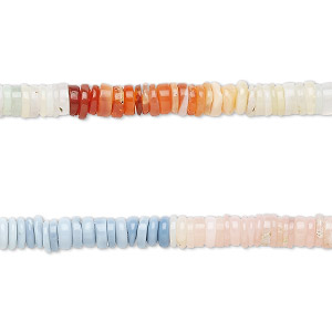 Bead, multi-opal (natural), 3x1mm-4x1mm hand-cut rondelle, B grade, Mohs hardness 5 to 6-1/2. Sold per 8-inch strand, approximately 100-150 beads.