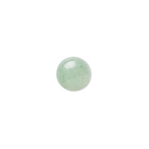 Cabochon, green aventurine (natural), light to medium, 10mm calibrated round, B grade, Mohs hardness 7. Sold per pkg of 10.