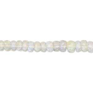 Bead, Ethiopian opal (natural), 4x2mm-7x5mm graduated hand-cut faceted rondelle, B+ grade, Mohs hardness 5 to 6-1/2. Sold per 15-1/2&quot; to 16&quot; strand.