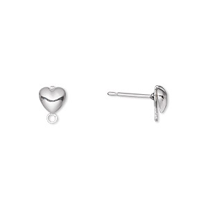 Earstud, silver-plated brass and stainless steel, 6x6mm hollow fancy ...