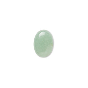 Cabochon, green aventurine (natural), light to medium, 14x10mm calibrated oval, B grade, Mohs hardness 7. Sold per pkg of 6.
