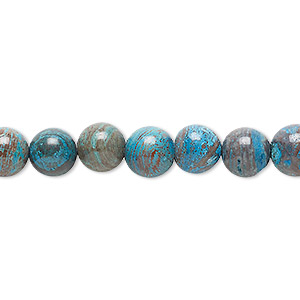 Bead, blue sky jasper (dyed / stabilized), 8mm round, C grade, Mohs hardness 6-1/2 to 7. Sold per 15-1/2&quot; to 16&quot; strand.