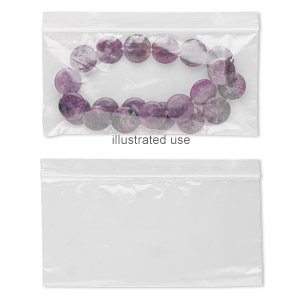 Bag, Tite-Lip™, anti-tarnish plastic, transparent clear, 3-inch top zip.  Sold per pkg of 50. - Fire Mountain Gems and Beads