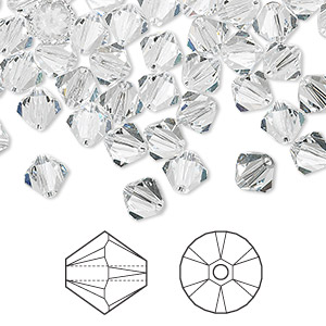 Bead, Crystal Passions&reg;, crystal clear, 6mm bicone (5328). Sold per pkg of 144 (1 gross).