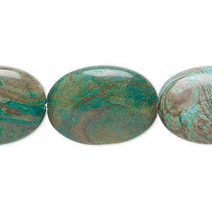Bead, blue sky jasper (dyed / stabilized), 25x18mm flat oval, C grade, Mohs hardness 6-1/2 to 7. Sold per 15-1/2&quot; to 16&quot; strand.