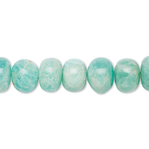 Bead, amazonite (natural), 8x3mm-11x8mm graduated hand-cut rondelle, B grade, Mohs hardness 6 to 6-1/2. Sold per 8-inch strand, approximately 25-35 beads.