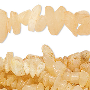 Bead, yellow calcite (stabilized / coated), medium chip, Mohs hardness 3. Sold per pkg of (10) 34-inch strands.