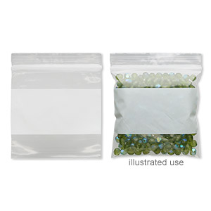 Bag, Tite-Lip&#153;, plastic, clear and white, 3-inch top zip with block. Sold per pkg of 1,000.