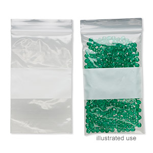 Bag, Tite-Lip&#153;, plastic, clear and white, 3x5-inch top zip with block. Sold per pkg of 1,000.