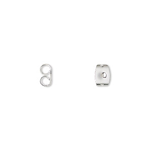 Earnut, silver-plated stainless steel, 6x5mm. Sold per pkg of 50 pairs.